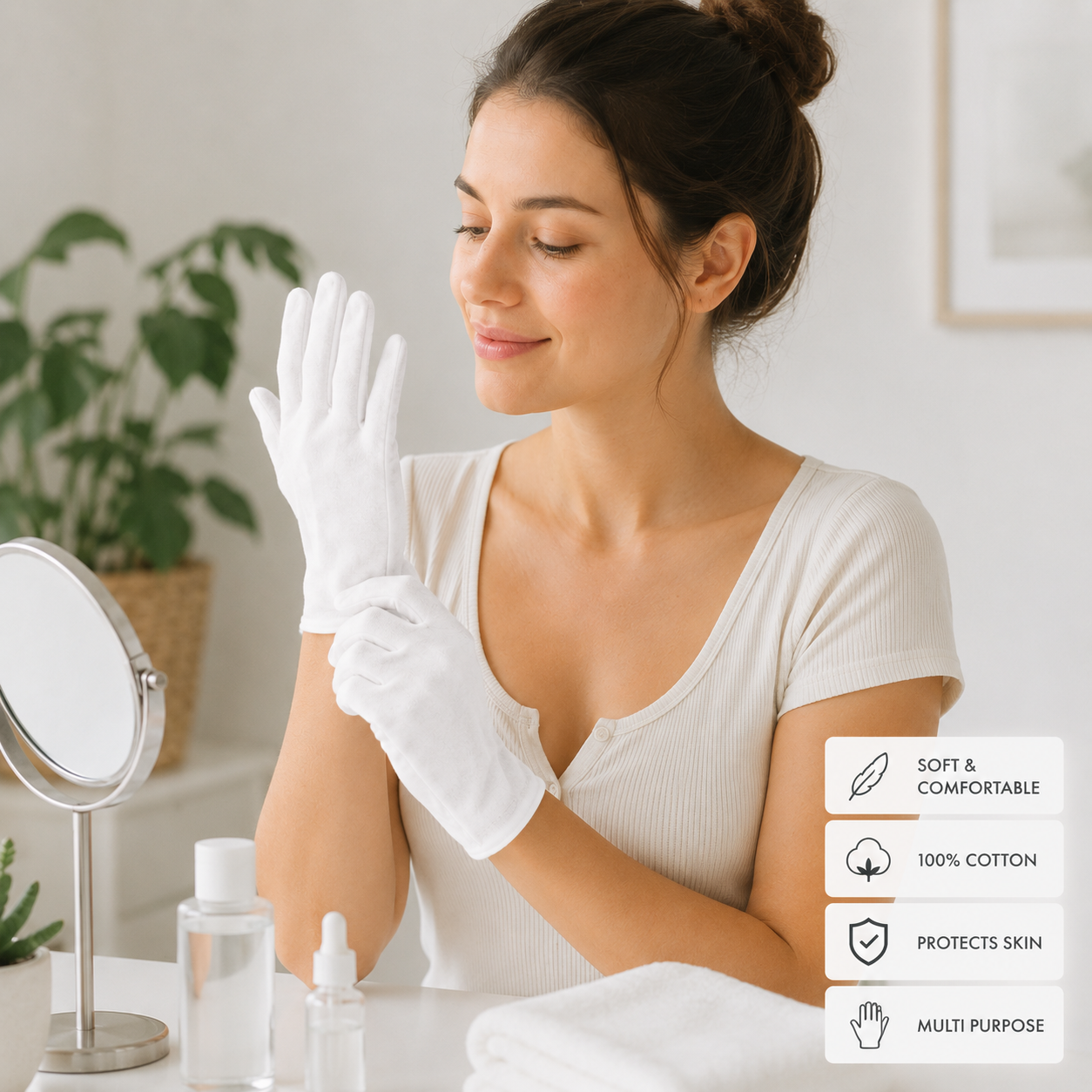 Forever Beautiful 100% Cotton Moisturizing Gloves (2 Pairs) – Soft Overnight Hand Care Gloves 8 Forever Beautiful 100% Cotton Moisturizing Gloves (2 Pairs) – Soft Overnight Hand Care Gloves - Image 8