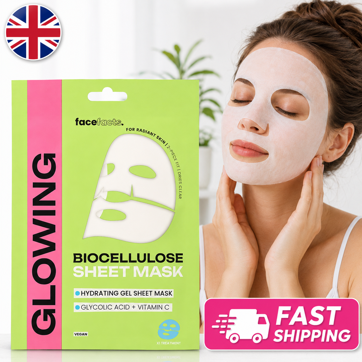 Glowing Biocellulose Sheet Mask – Hydrating Face Mask with Glycolic Acid & Vitamin C 1 Glowing Biocellulose Sheet Mask – Hydrating Face Mask with Glycolic Acid & Vitamin C