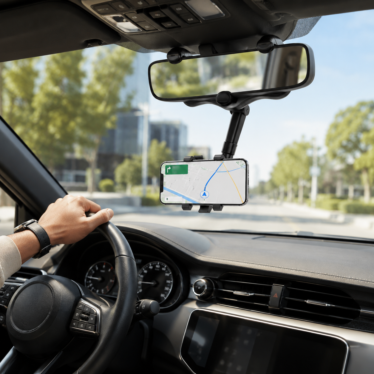 Universal Car Rear View Mirror Phone Holder – 360° Adjustable Smartphone Mount 5 Universal Car Rear View Mirror Phone Holder – 360° Adjustable Smartphone Mount - Image 5