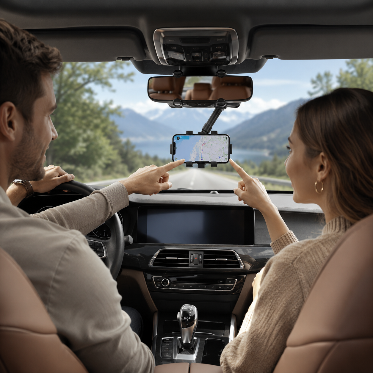Universal Car Rear View Mirror Phone Holder – 360° Adjustable Smartphone Mount 4 Universal Car Rear View Mirror Phone Holder – 360° Adjustable Smartphone Mount - Image 4