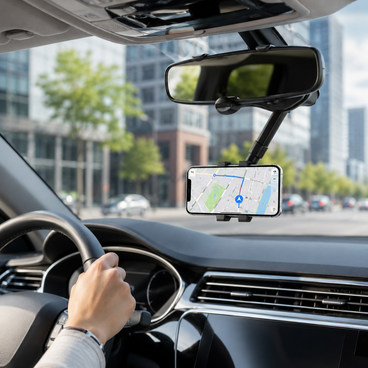 Universal Car Rear View Mirror Phone Holder – 360° Adjustable Smartphone Mount 7 Universal Car Rear View Mirror Phone Holder – 360° Adjustable Smartphone Mount - Image 7