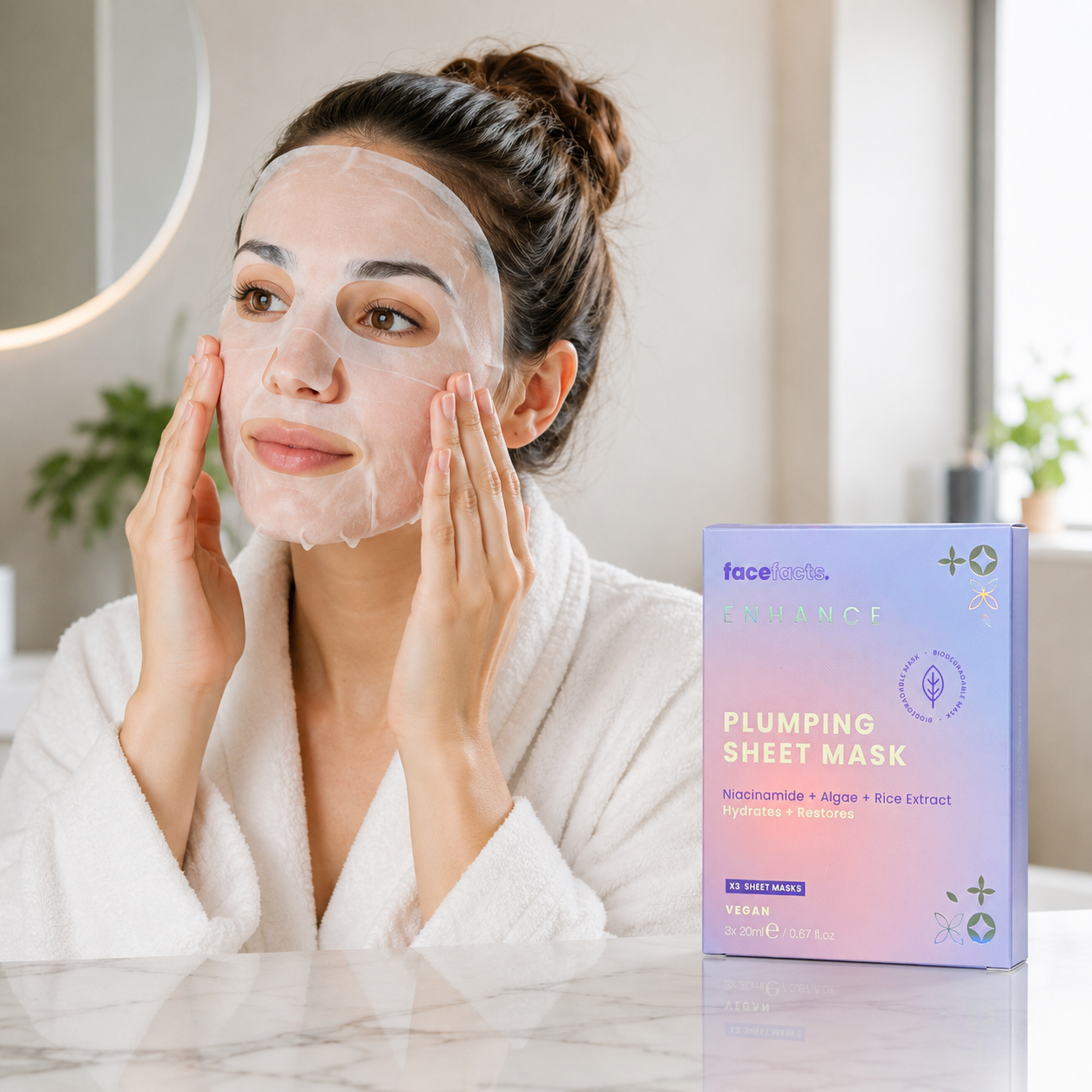 Face Facts Enhance Plumping Sheet Mask (3-Pack) – Hydrating Niacinamide & Rice Extract Face Masks 5 Face Facts Enhance Plumping Sheet Mask (3-Pack) – Hydrating Niacinamide & Rice Extract Face Masks - Image 5