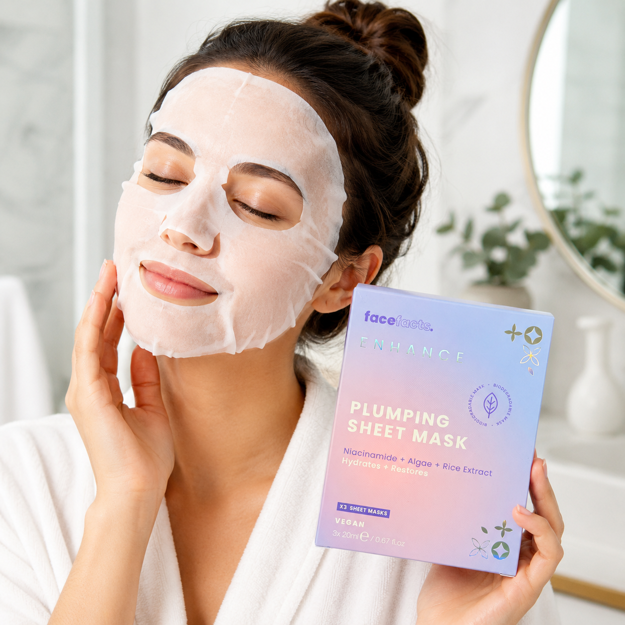 Face Facts Enhance Plumping Sheet Mask (3-Pack) – Hydrating Niacinamide & Rice Extract Face Masks 6 Face Facts Enhance Plumping Sheet Mask (3-Pack) – Hydrating Niacinamide & Rice Extract Face Masks - Image 6