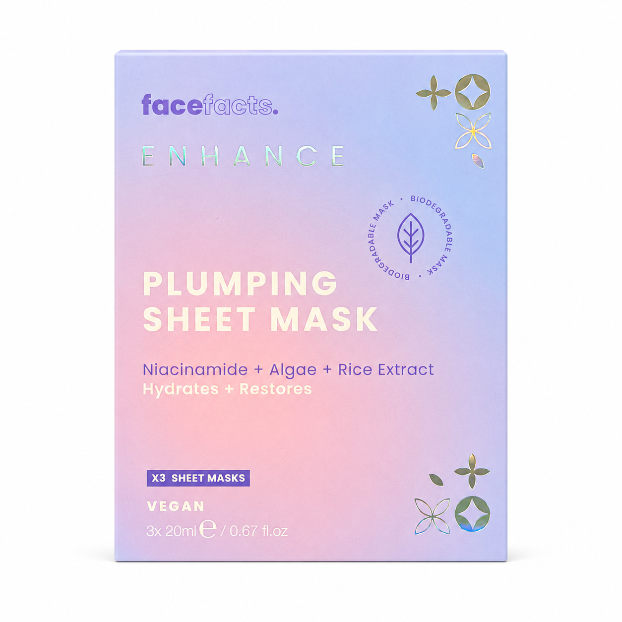 Face Facts Enhance Plumping Sheet Mask (3-Pack) – Hydrating Niacinamide & Rice Extract Face Masks 7 Face Facts Enhance Plumping Sheet Mask (3-Pack) – Hydrating Niacinamide & Rice Extract Face Masks - Image 7