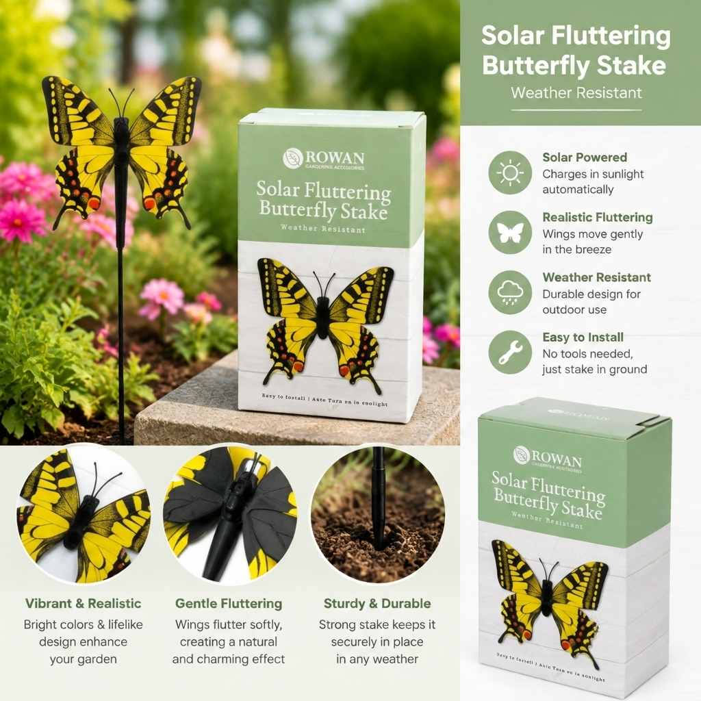 Rowan Solar Fluttering Butterfly Garden Stake – Weather-Resistant Outdoor Garden Decoration 5 Rowan Solar Fluttering Butterfly Garden Stake – Weather-Resistant Outdoor Garden Decoration - Image 5
