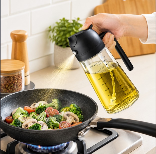 2-in-1 Glass Oil Sprayer & Pourer – Refillable Olive Oil Dispenser Bottle for Cooking, Air Frying, BBQ & Salads 3 2-in-1 Glass Oil Sprayer & Pourer – Refillable Olive Oil Dispenser Bottle for Cooking, Air Frying, BBQ & Salads - Image 3