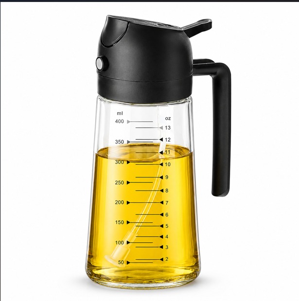 2-in-1 Glass Oil Sprayer & Pourer – Refillable Olive Oil Dispenser Bottle for Cooking, Air Frying, BBQ & Salads 4 2-in-1 Glass Oil Sprayer & Pourer – Refillable Olive Oil Dispenser Bottle for Cooking, Air Frying, BBQ & Salads - Image 4