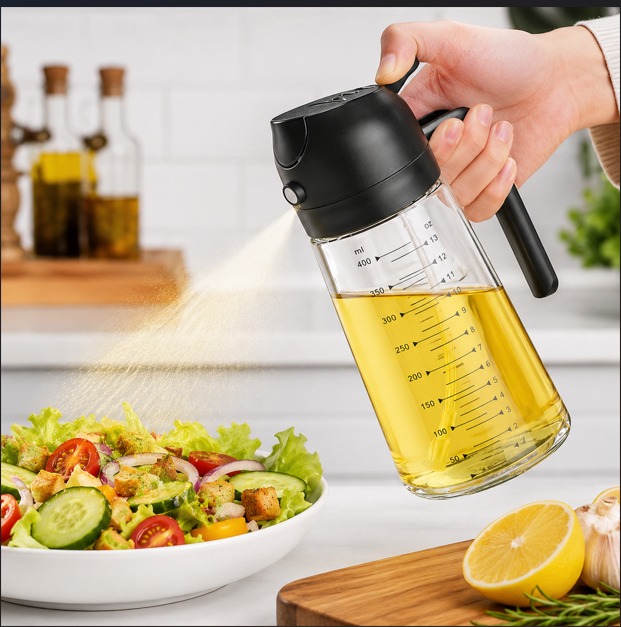 2-in-1 Glass Oil Sprayer & Pourer – Refillable Olive Oil Dispenser Bottle for Cooking, Air Frying, BBQ & Salads 7 2-in-1 Glass Oil Sprayer & Pourer – Refillable Olive Oil Dispenser Bottle for Cooking, Air Frying, BBQ & Salads