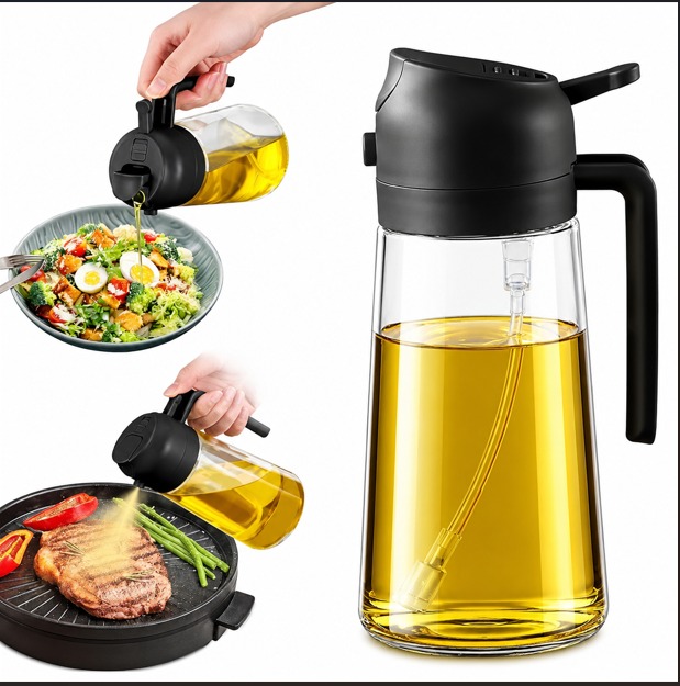 2-in-1 Glass Oil Sprayer & Pourer – Refillable Olive Oil Dispenser Bottle for Cooking, Air Frying, BBQ & Salads 6 2-in-1 Glass Oil Sprayer & Pourer – Refillable Olive Oil Dispenser Bottle for Cooking, Air Frying, BBQ & Salads - Image 6