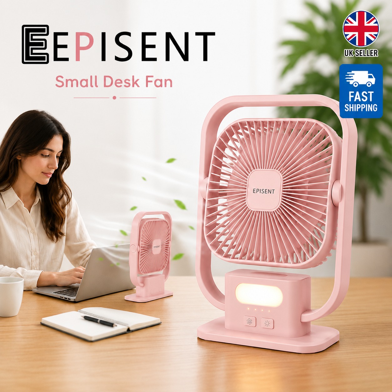 EEPISENT USB Portable Desk Fan Rechargeable Battery Powered Multi Speed Fan with Carry Handle Adjustable Tilt Head Quiet Cooling Fan Home Office Pink 1 EEPISENT USB Portable Desk Fan Rechargeable Battery Powered Multi Speed Fan with Carry Handle Adjustable Tilt Head Quiet Cooling Fan Home Office Pink