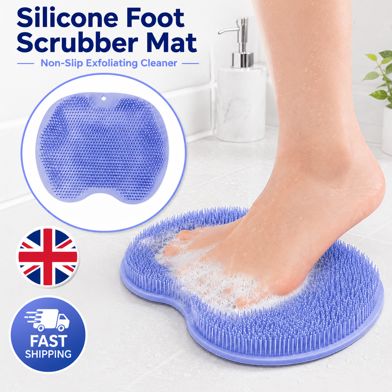 Silicone Foot Scrubber Mat Non-Slip Suction Cups Shower Foot Massager Scrub UK 6 Silicone Foot Scrubber Mat Non-Slip Suction Cups Shower Foot Massager Scrub UK - Image 6