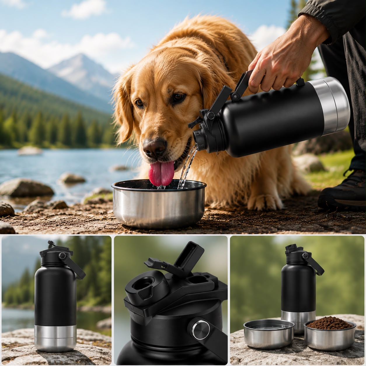 2 Pack Pet Travel Water Bottles Portable Dog Drinking Bottle Black & Pink 8 2 Pack Pet Travel Water Bottles Portable Dog Drinking Bottle Black & Pink - Image 8