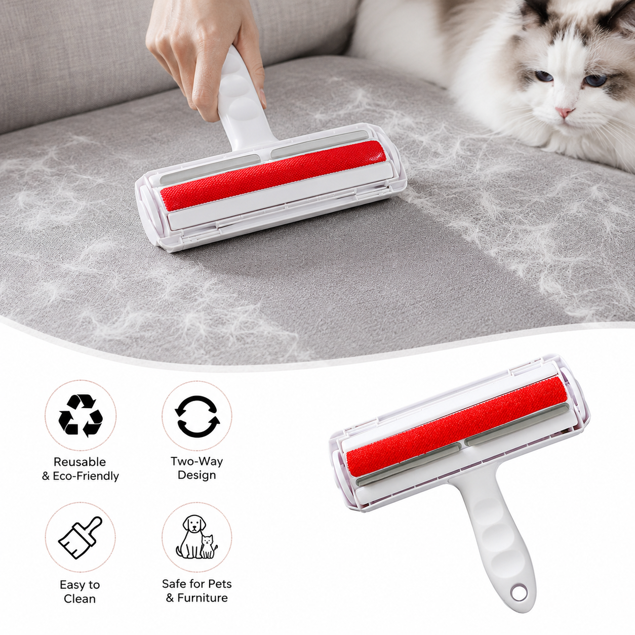 Pack of 2 Reusable Lint Remover Rollers Green & Red 6 Pack of 2 Reusable Lint Remover Rollers Green & Red - Image 6