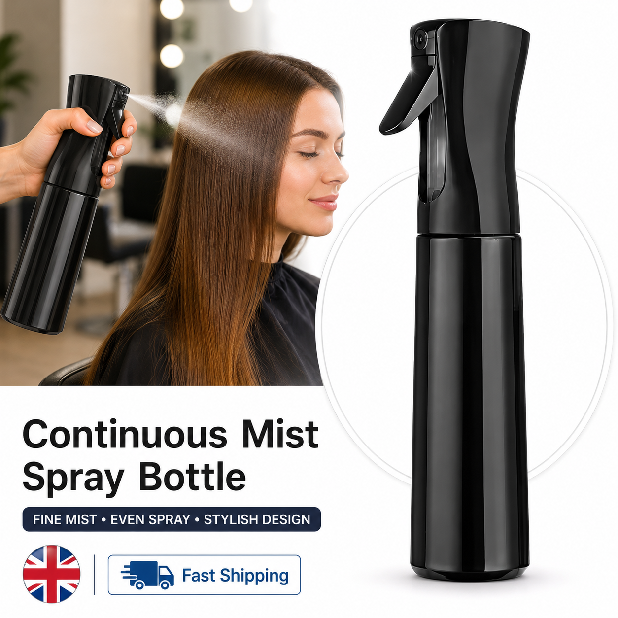 Pack of 2 Continuous Mist Spray Bottles White & Black 5 Pack of 2 Continuous Mist Spray Bottles White & Black - Image 5