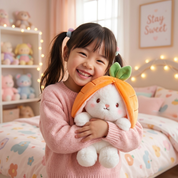 Pack of 2 Unzip Bunny Plush Toys Orange & Pink 3 Pack of 2 Unzip Bunny Plush Toys Orange & Pink - Image 3