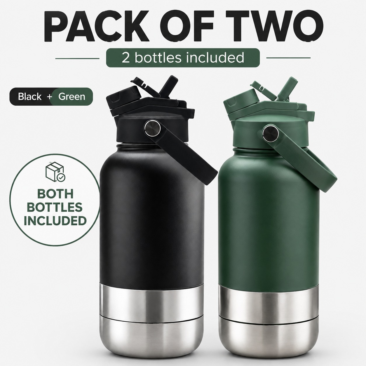 2 Pack Pet Travel Water Bottles Portable Dog Drinking Bottle Black & Green 1 2 Pack Pet Travel Water Bottles Portable Dog Drinking Bottle Black & Green