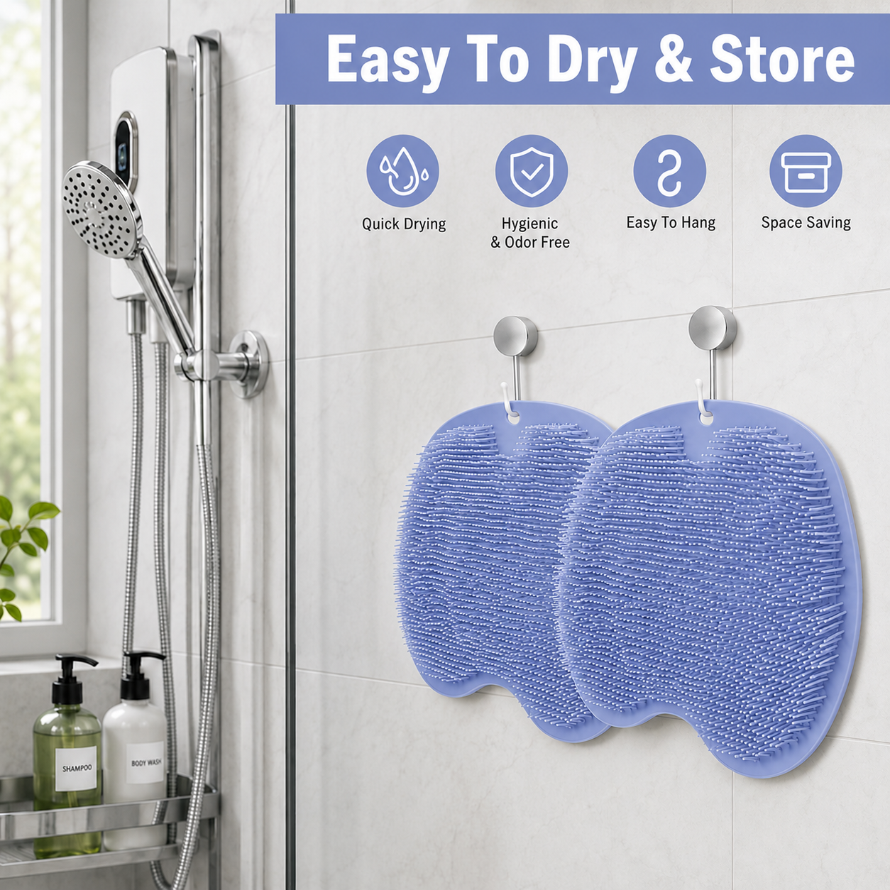 Pack of 2 Silicone Foot Scrubber Mats Blue & Pink 6 Pack of 2 Silicone Foot Scrubber Mats Blue & Pink - Image 6
