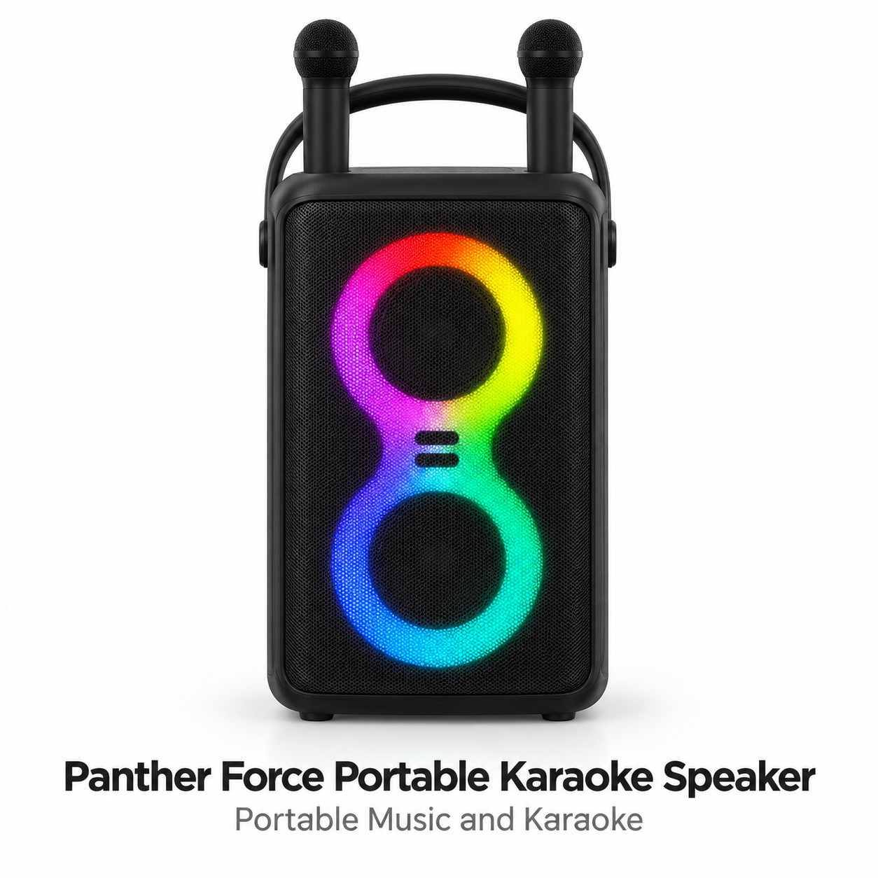 Panther Force Portable Karaoke Speaker Party Machine with 2 Microphones & Dynamic RGB Lights 1 Panther Force Portable Karaoke Speaker Party Machine with 2 Microphones & Dynamic RGB Lights