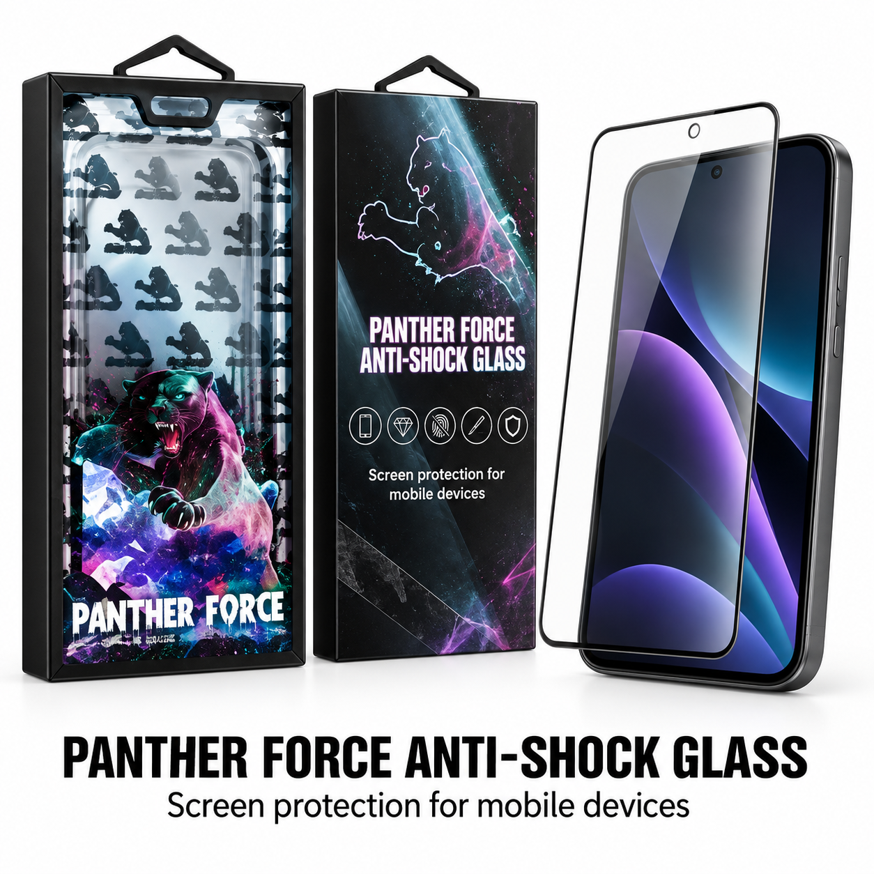Panther Force Anti Shock Tempered Glass Screen Protector Full Cover 10D Clear 1 Panther Force Anti Shock Tempered Glass Screen Protector Full Cover 10D Clear
