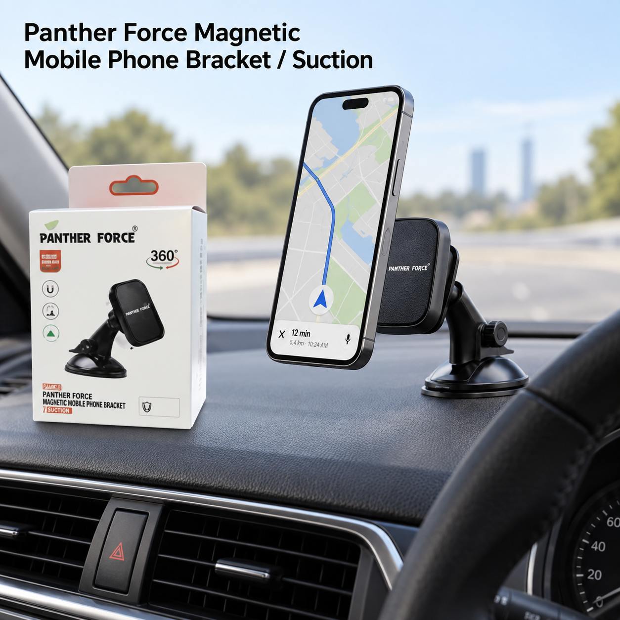 Panther Force Magnetic Phone Holder Car Suction Mount 360° Adjustable Bracket 5 Panther Force Magnetic Phone Holder Car Suction Mount 360° Adjustable Bracket - Image 5