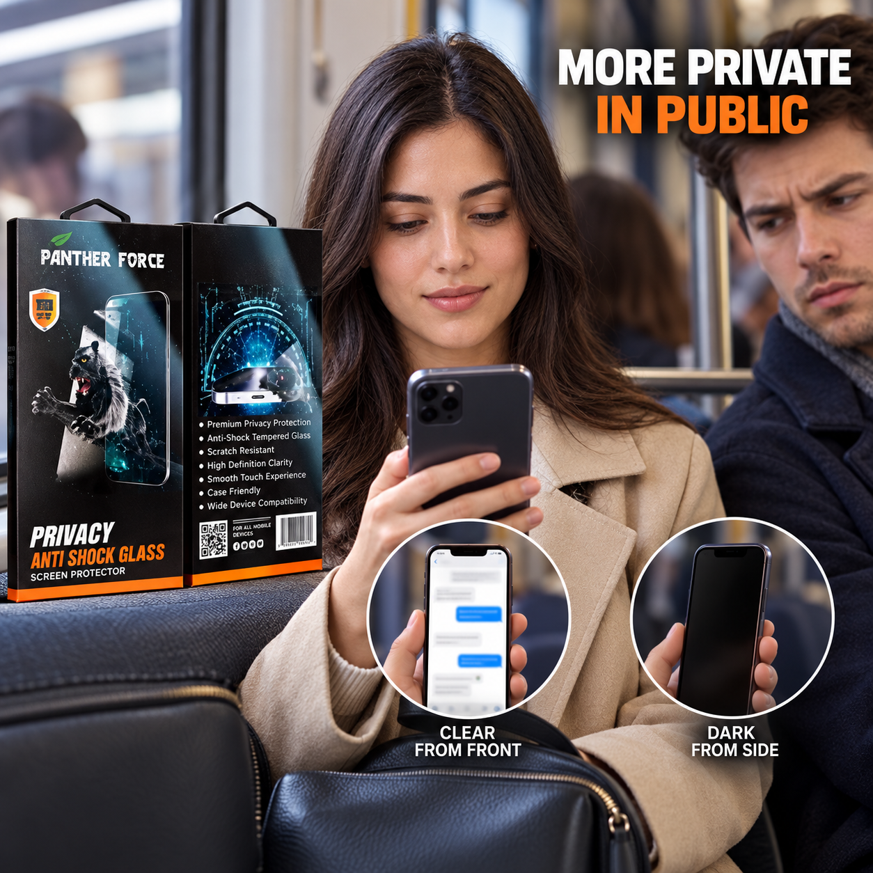 Panther Force 10D Privacy Tempered Glass Screen Protector Anti Shock Full Cover 5 Panther Force 10D Privacy Tempered Glass Screen Protector Anti Shock Full Cover - Image 5
