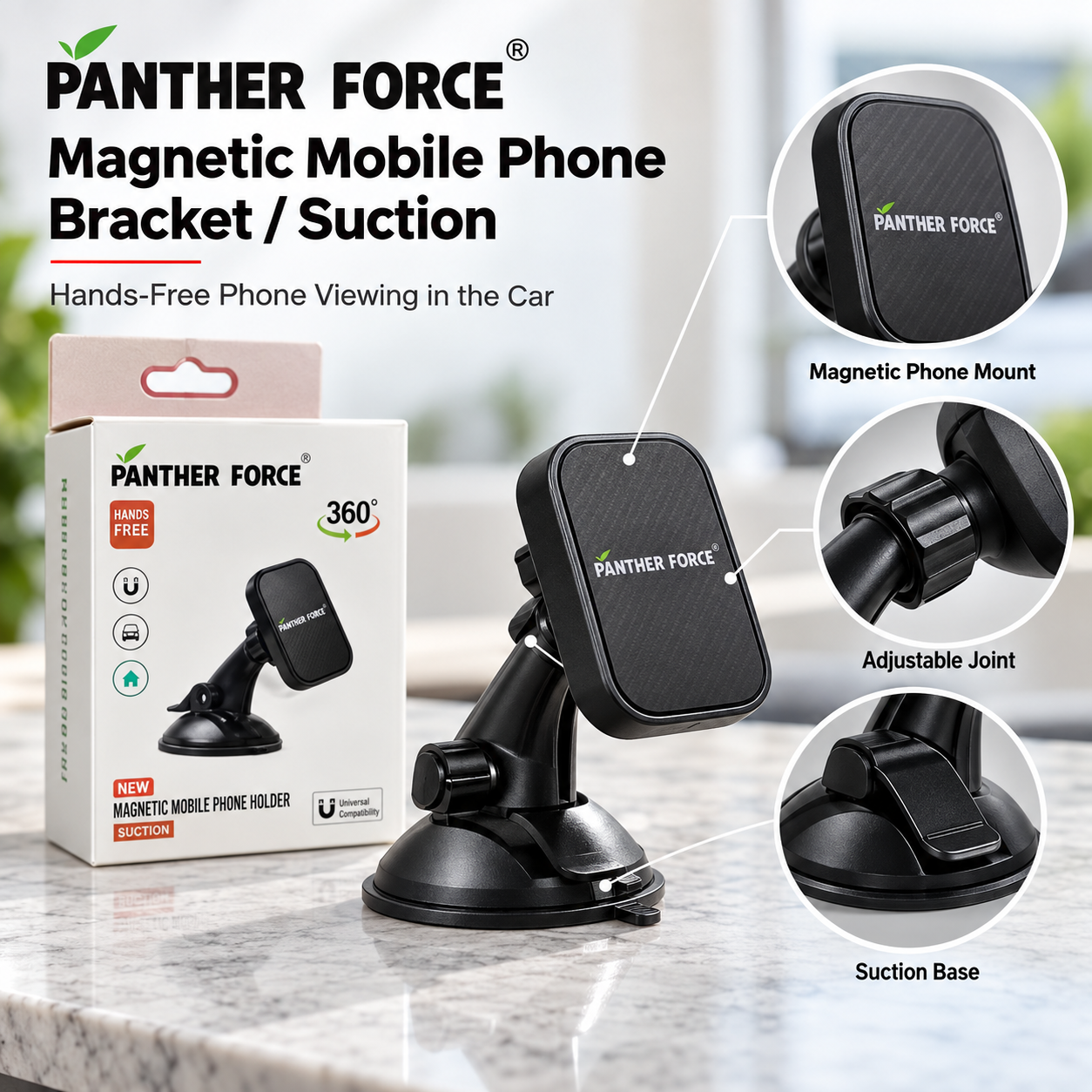 Panther Force Magnetic Phone Holder Car Suction Mount 360° Adjustable Bracket 4 Panther Force Magnetic Phone Holder Car Suction Mount 360° Adjustable Bracket - Image 4