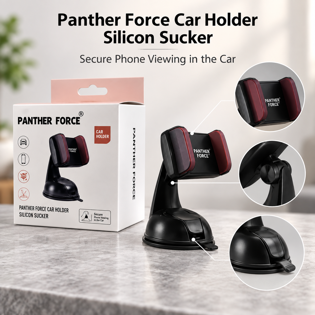 Panther Force Car Phone Holder Silicon Suction Mount 360° Adjustable Dashboard 3 Panther Force Car Phone Holder Silicon Suction Mount 360° Adjustable Dashboard - Image 3