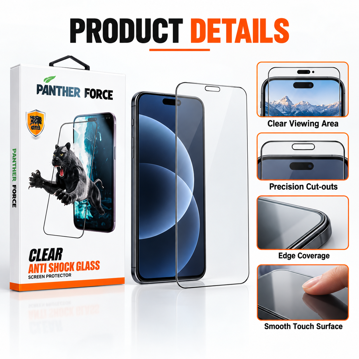 Panther Force 10D Anti Shock Tempered Glass Screen Protector Clear Guard 4 Panther Force 10D Anti Shock Tempered Glass Screen Protector Clear Guard - Image 4