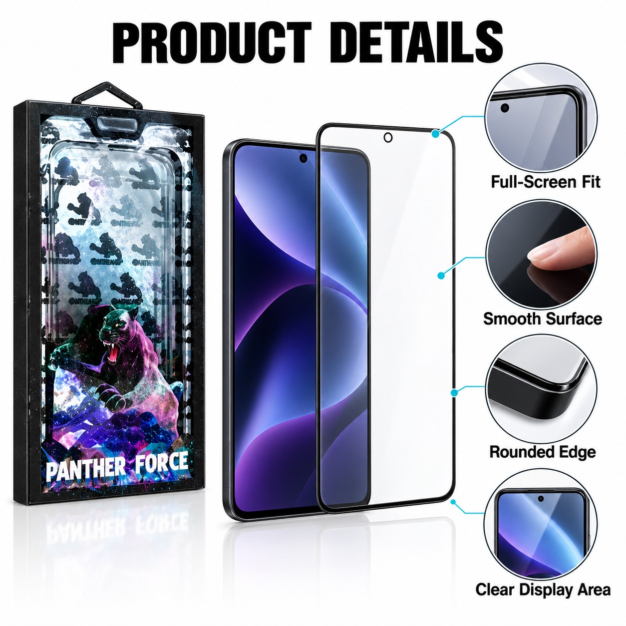 Panther Force Anti Shock Tempered Glass Screen Protector Full Cover 10D Clear 4 Panther Force Anti Shock Tempered Glass Screen Protector Full Cover 10D Clear - Image 4