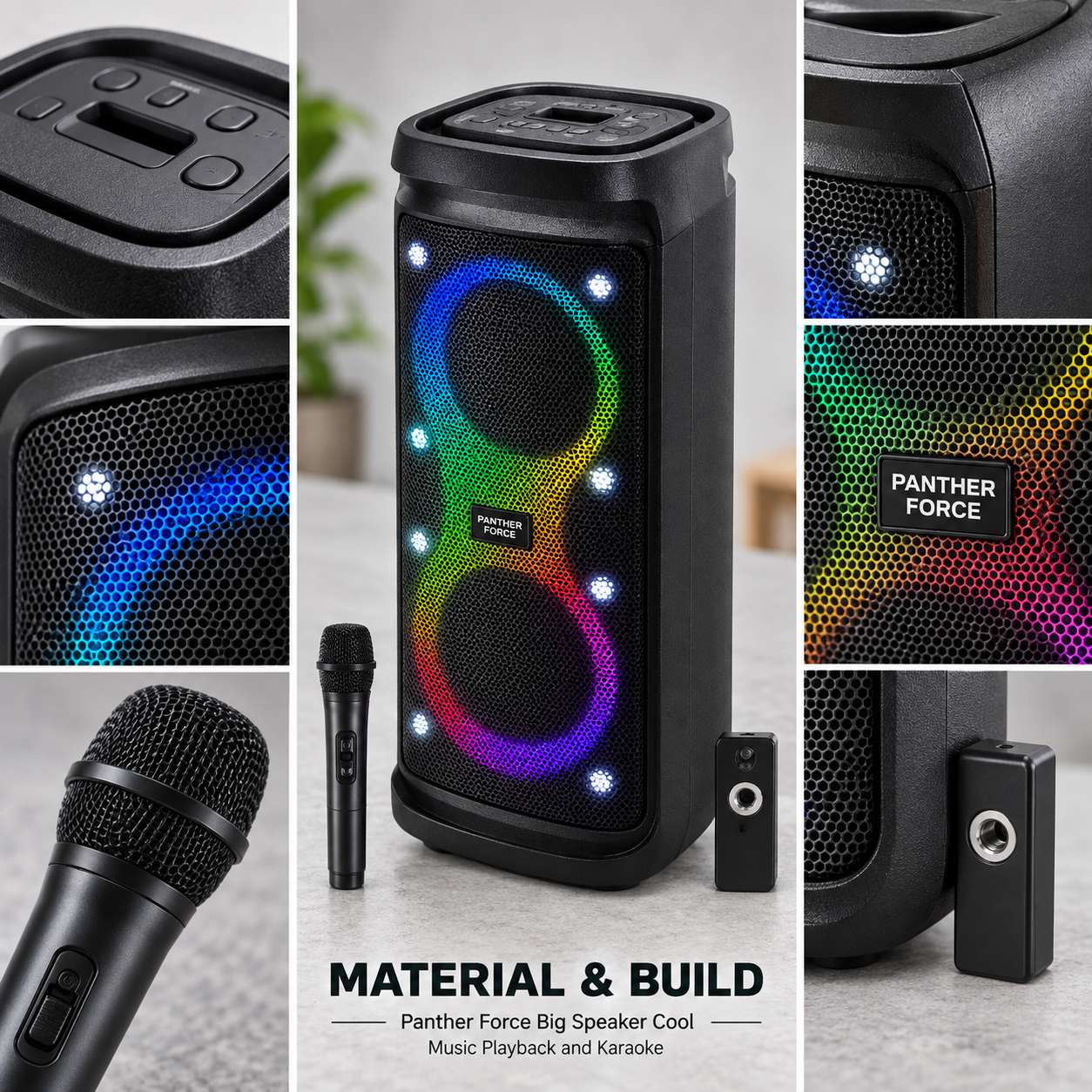 Panther Force Big Speaker Cool Party System with RGB Lights & Top Control Panel 4 Panther Force Big Speaker Cool Party System with RGB Lights & Top Control Panel - Image 4