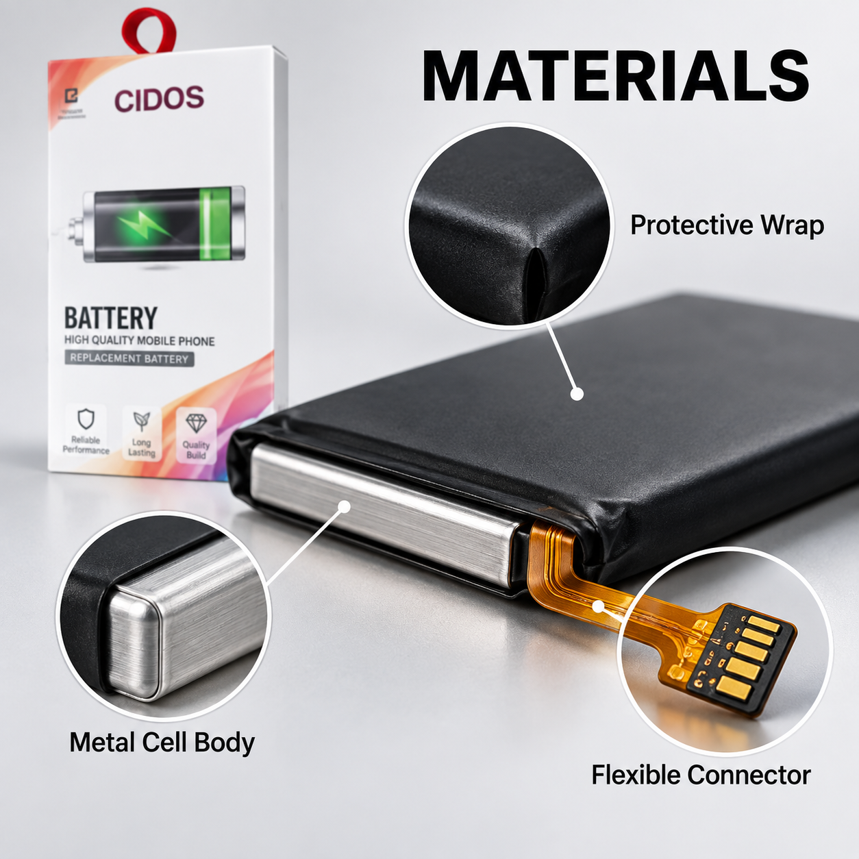 CIDOS Replacement Phone Battery Li-Ion Power Cell Flexible Connector Repair Part 3 CIDOS Replacement Phone Battery Li-Ion Power Cell Flexible Connector Repair Part - Image 3
