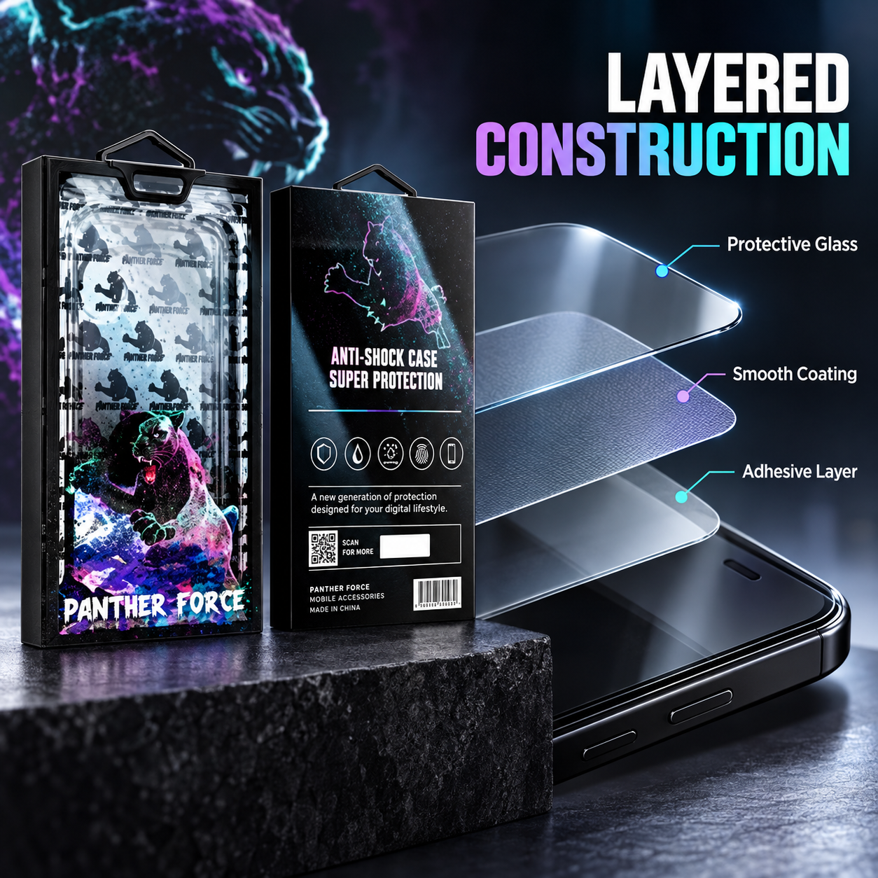 Panther Force Anti Shock Tempered Glass Screen Protector Full Cover 10D Clear 3 Panther Force Anti Shock Tempered Glass Screen Protector Full Cover 10D Clear - Image 3