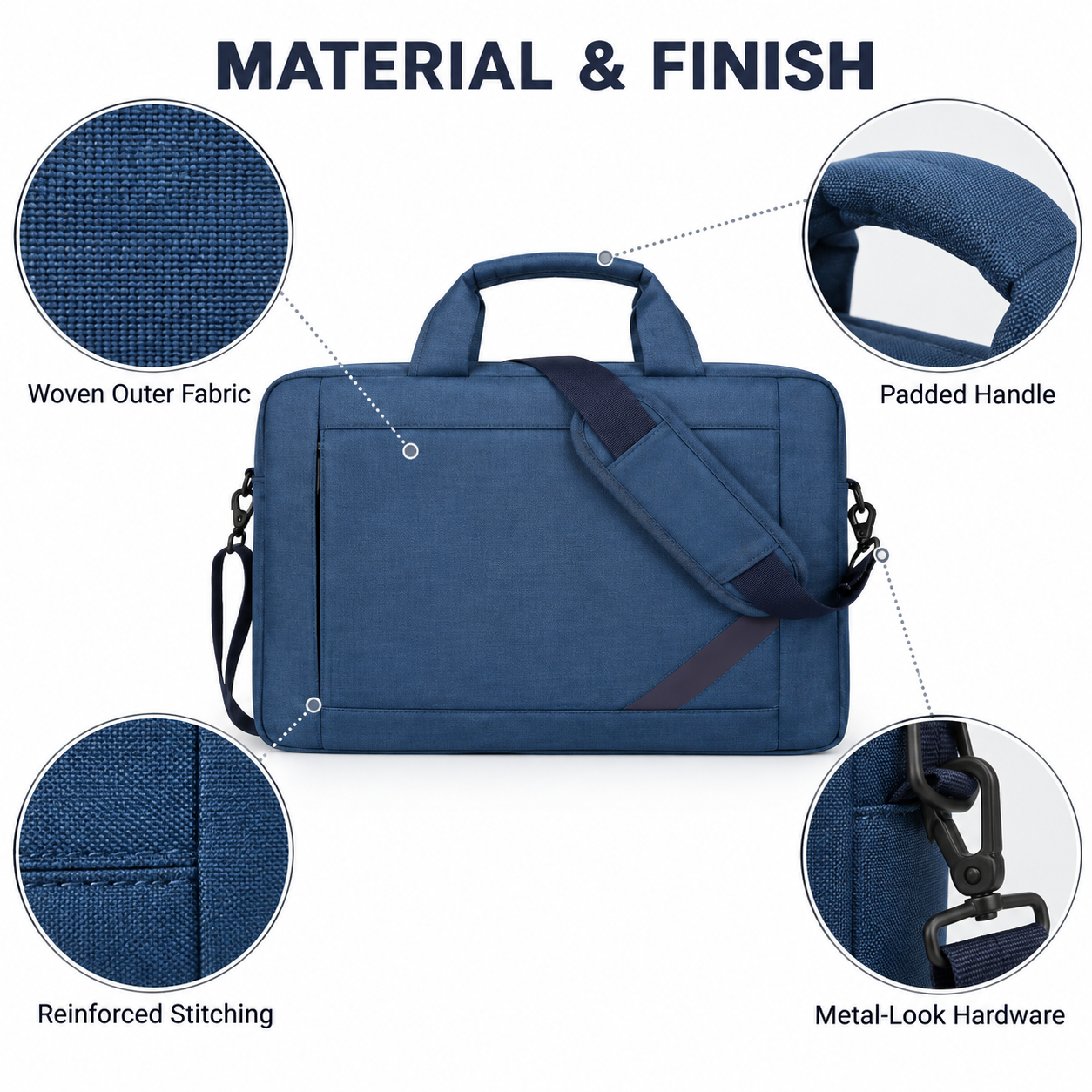 Panther Force 15.6 Inch Laptop Bag Blue Padded Shoulder Strap Carry Case 2 Panther Force 15.6 Inch Laptop Bag Blue Padded Shoulder Strap Carry Case - Image 2