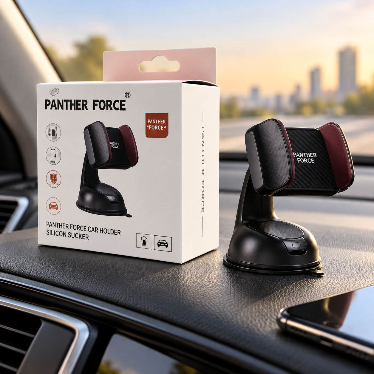 Panther Force Car Phone Holder Silicon Suction Mount 360° Adjustable Dashboard 2 Panther Force Car Phone Holder Silicon Suction Mount 360° Adjustable Dashboard - Image 2