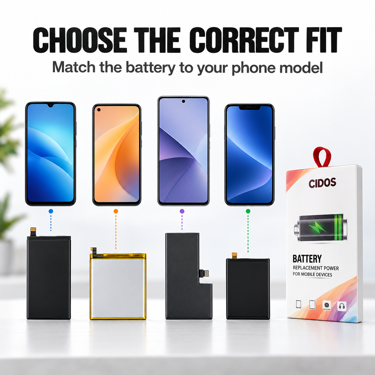 CIDOS Replacement Phone Battery Li-Ion Power Cell Flexible Connector Repair Part 2 CIDOS Replacement Phone Battery Li-Ion Power Cell Flexible Connector Repair Part - Image 2