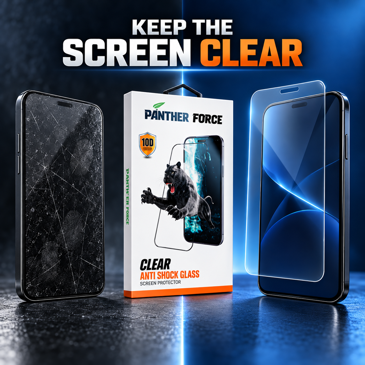 Panther Force 10D Anti Shock Tempered Glass Screen Protector Clear Guard 2 Panther Force 10D Anti Shock Tempered Glass Screen Protector Clear Guard - Image 2