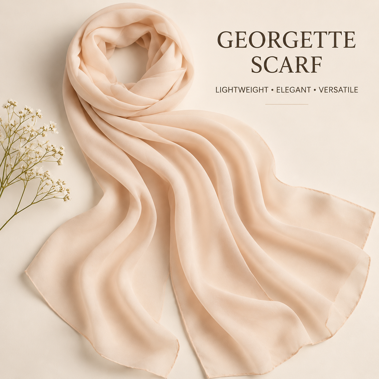 Soft Peach Georgette Scarf Hijab Lightweight Nude Apricot Shawl Wrap 1 Soft Peach Georgette Scarf Hijab Lightweight Nude Apricot Shawl Wrap