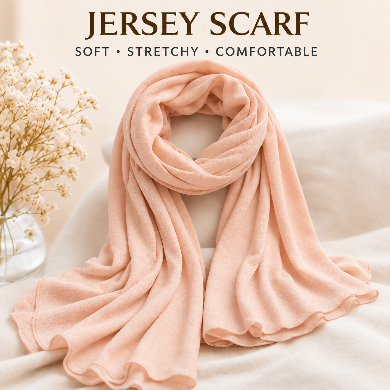 Premium Jersey Scarf Soft Stretchy Lightweight Hijab Wrap Headscarf Peach Pink 1 Premium Jersey Scarf Soft Stretchy Lightweight Hijab Wrap Headscarf Peach Pink