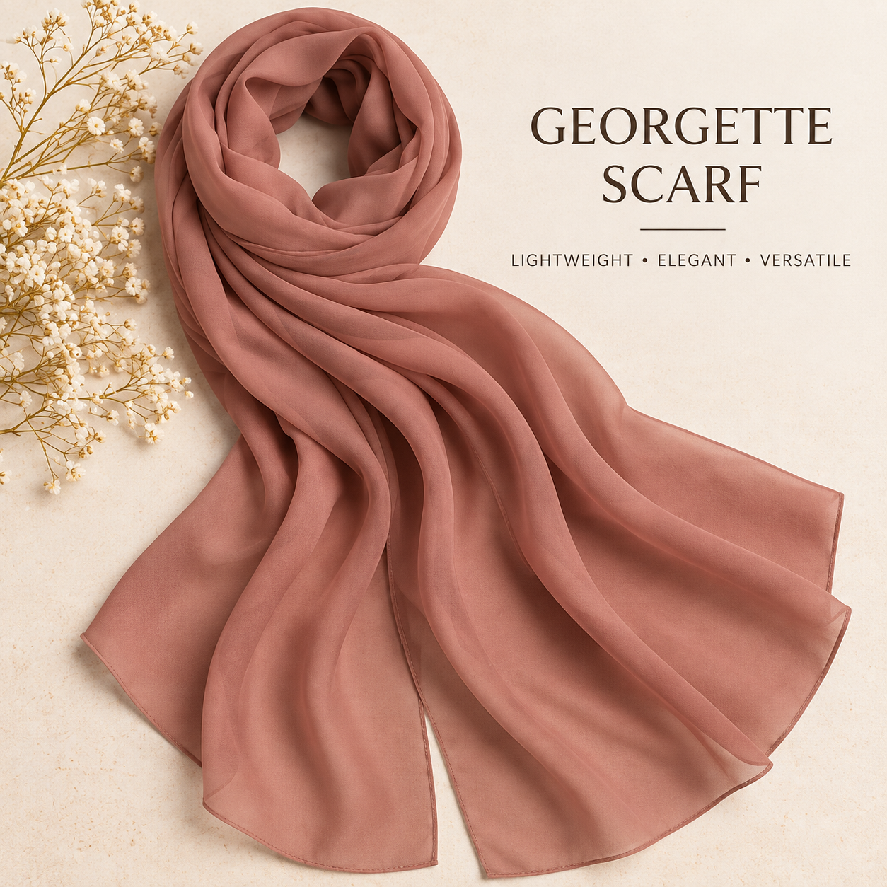 Warm Rose Georgette Scarf Soft Hijab Lightweight Elegant Shawl Wrap Plain 1 Warm Rose Georgette Scarf Soft Hijab Lightweight Elegant Shawl Wrap Plain
