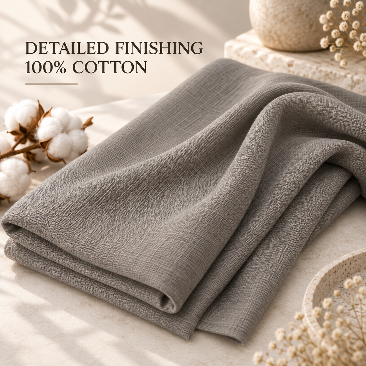 Taupe Grey Cotton Scarf – Soft, Comfortable Everyday Essential 2 Taupe Grey Cotton Scarf – Soft, Comfortable Everyday Essential - Image 2