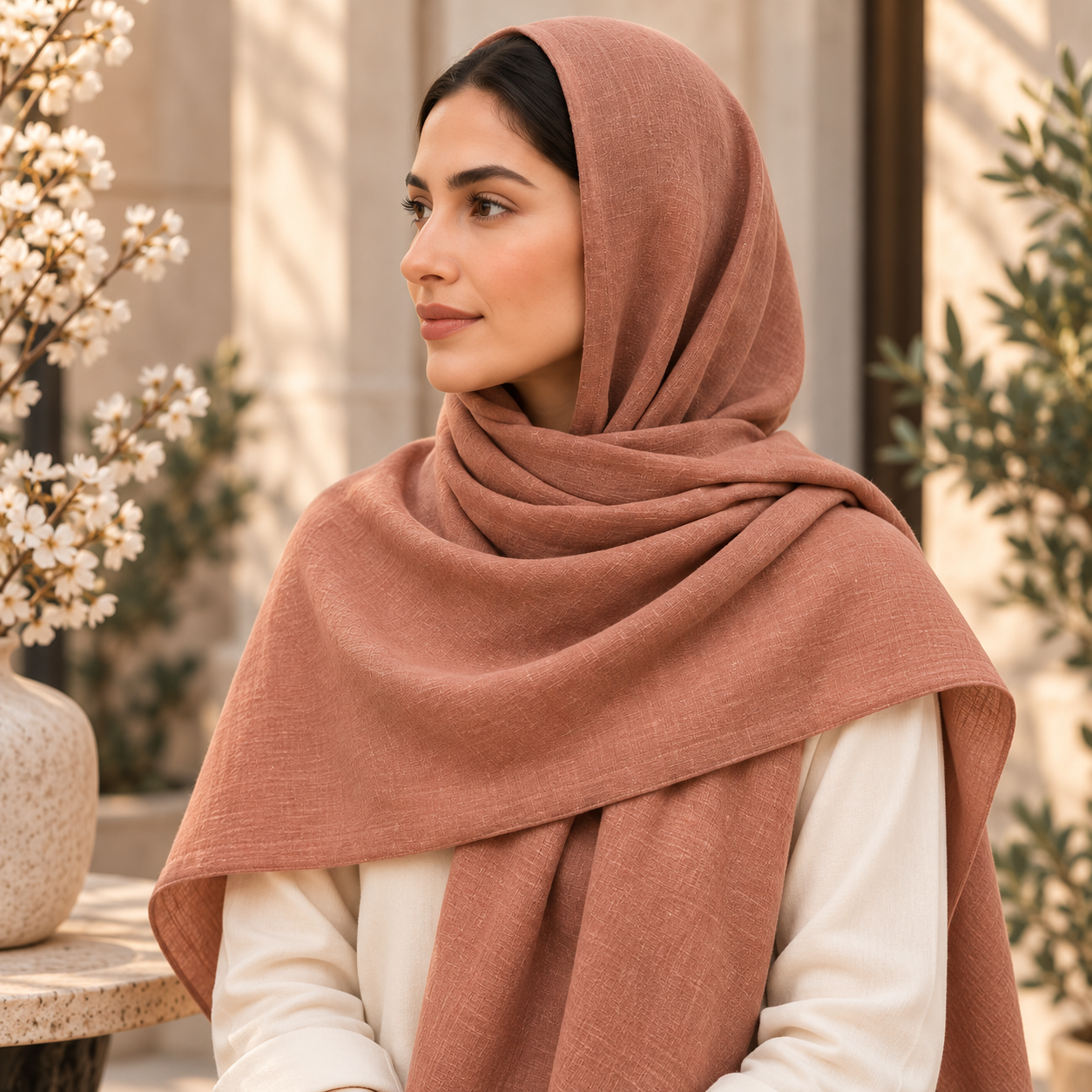 Warm Clay Cotton Scarf – Soft, Comfortable Everyday Essential 3 Warm Clay Cotton Scarf – Soft, Comfortable Everyday Essential - Image 3
