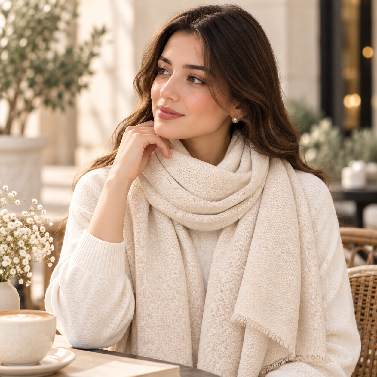 Ivory Cream Cotton Scarf – Soft, Comfortable Everyday Essential 3 Ivory Cream Cotton Scarf – Soft, Comfortable Everyday Essential - Image 3