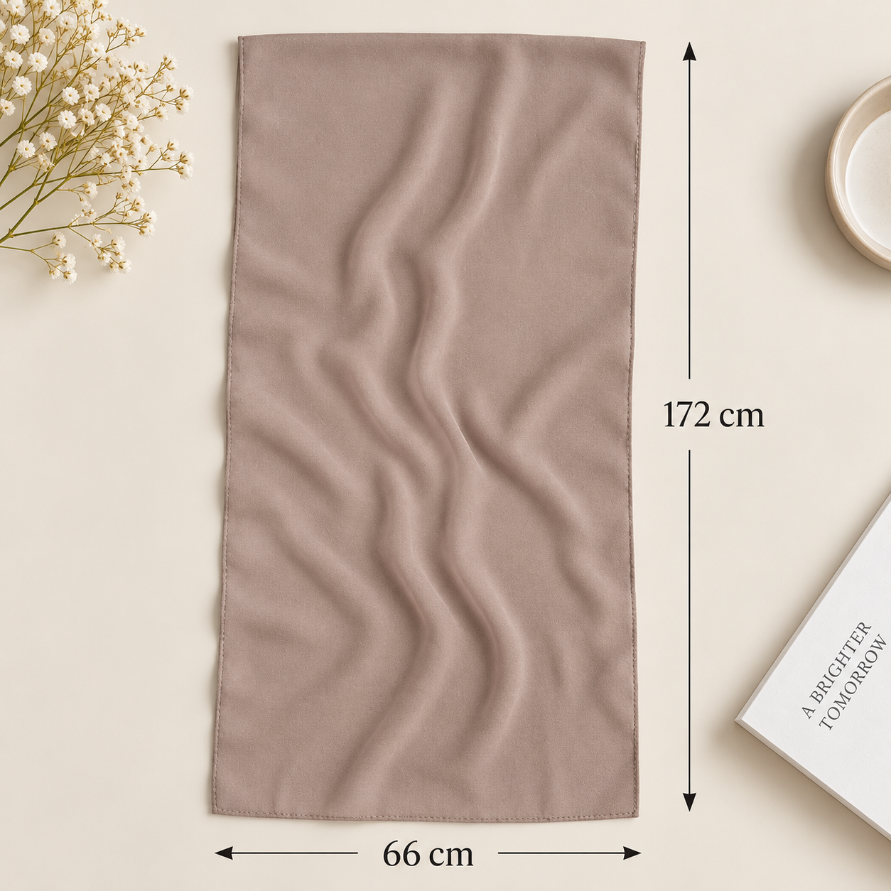 Warm Taupe Ivory Georgette Scarf Soft Hijab Lightweight Nude Shawl Wrap 4 Warm Taupe Ivory Georgette Scarf Soft Hijab Lightweight Nude Shawl Wrap - Image 4