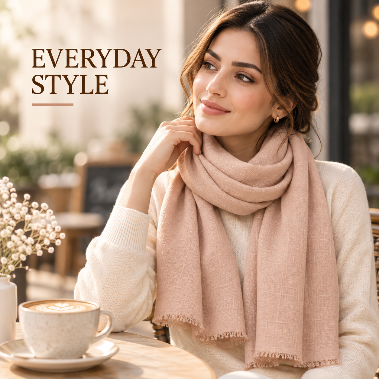 Peach Nude Cotton Scarf – Soft, Comfortable Everyday Essential 4 Peach Nude Cotton Scarf – Soft, Comfortable Everyday Essential - Image 4