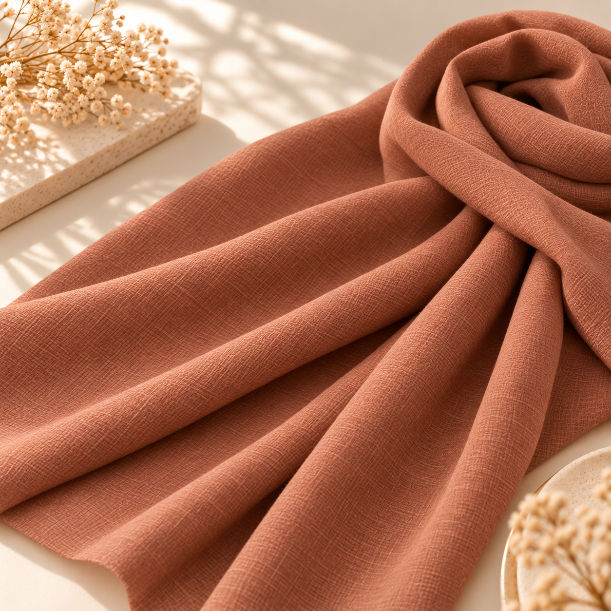 Warm Clay Cotton Scarf – Soft, Comfortable Everyday Essential 5 Warm Clay Cotton Scarf – Soft, Comfortable Everyday Essential - Image 5
