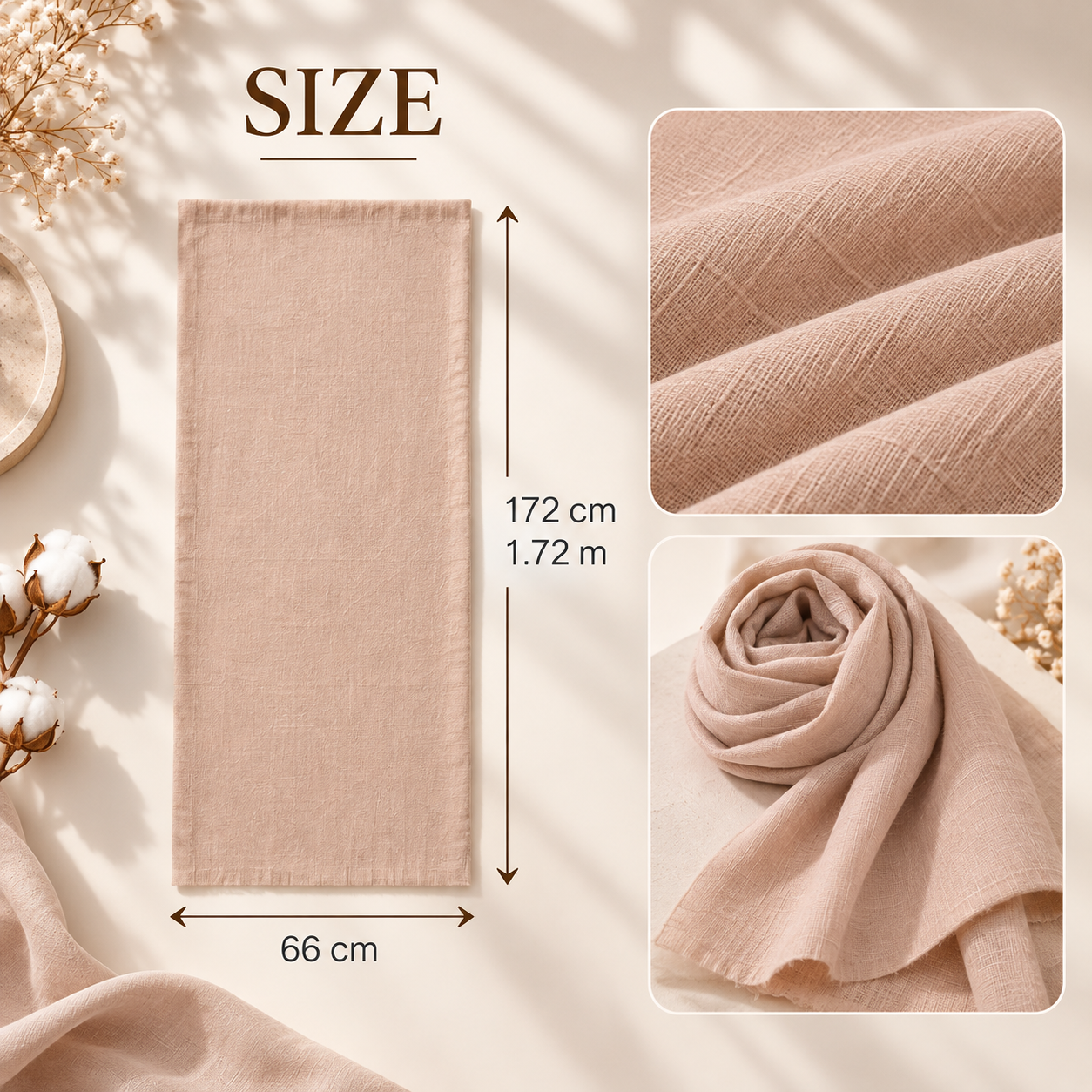 Peach Nude Cotton Scarf – Soft, Comfortable Everyday Essential 5 Peach Nude Cotton Scarf – Soft, Comfortable Everyday Essential - Image 5