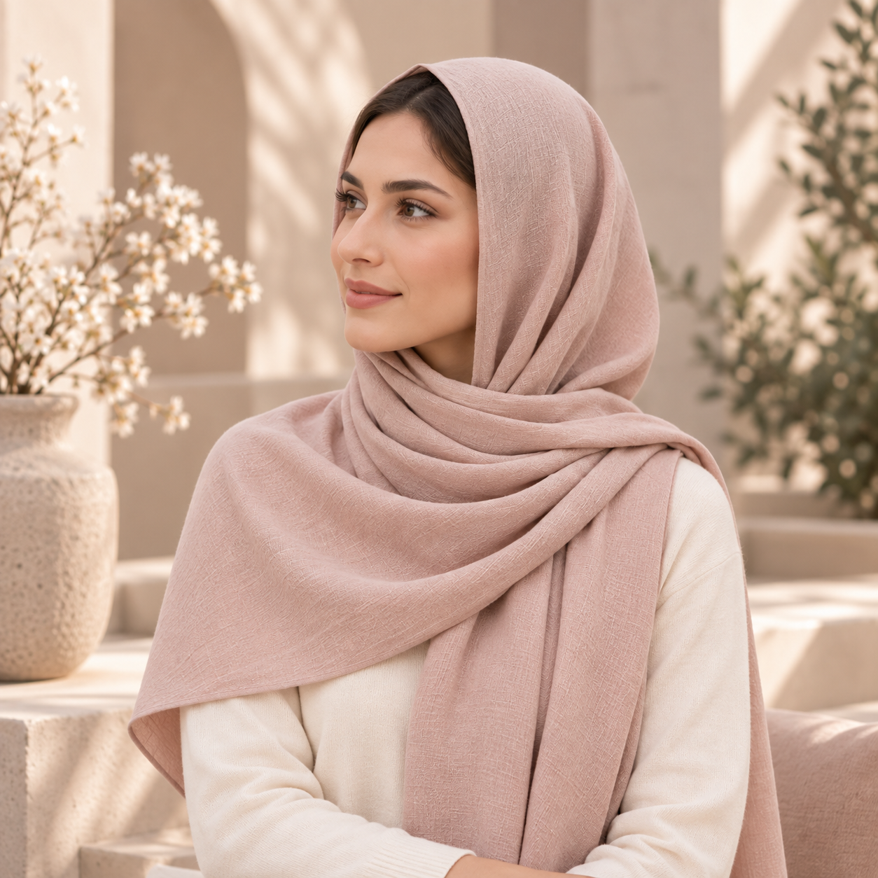 Premium Dusty Pink Cotton Scarf – Soft & Comfortable Everyday Essential Wrap 4 Premium Dusty Pink Cotton Scarf – Soft & Comfortable Everyday Essential Wrap - Image 4