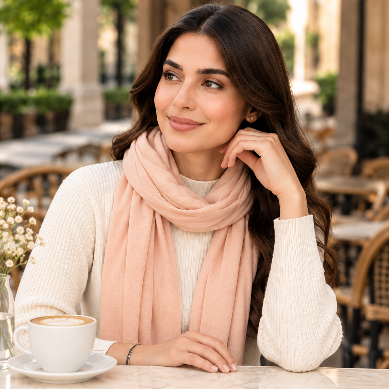 Premium Jersey Scarf Soft Stretchy Lightweight Hijab Wrap Headscarf Peach Pink 5 Premium Jersey Scarf Soft Stretchy Lightweight Hijab Wrap Headscarf Peach Pink - Image 5