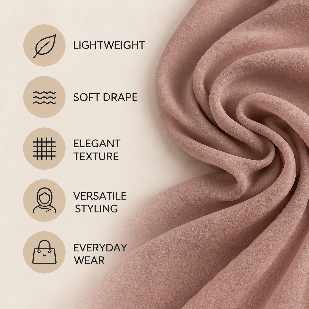 Dust Rose Georgette Scarf Soft Hijab Lightweight Elegant Shawl Wrap Plain 5 Dust Rose Georgette Scarf Soft Hijab Lightweight Elegant Shawl Wrap Plain - Image 5