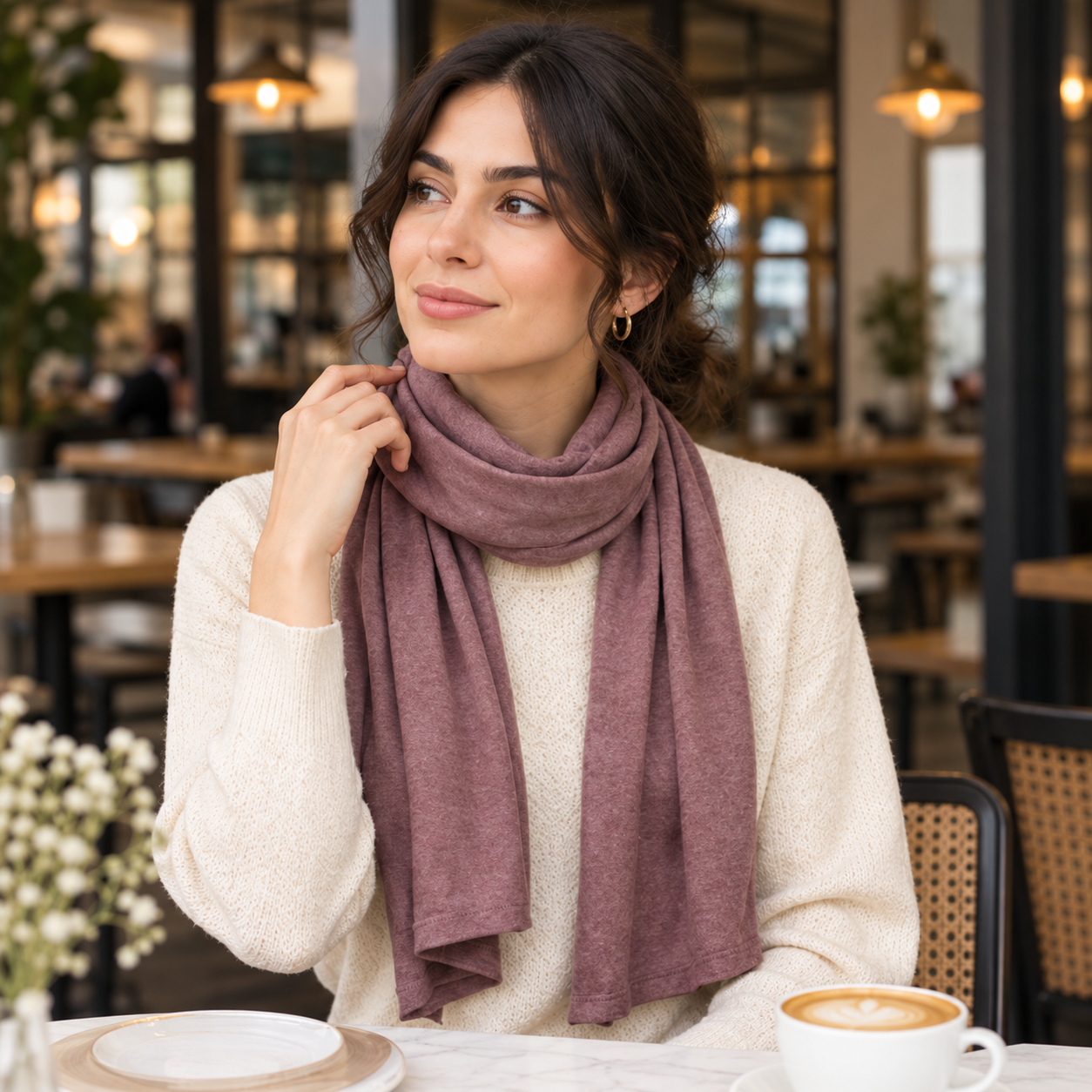 Women Jersey Scarf Hijab Soft Stretchy Plain Mauve Shawl Wrap Headscarf 5 Women Jersey Scarf Hijab Soft Stretchy Plain Mauve Shawl Wrap Headscarf - Image 5